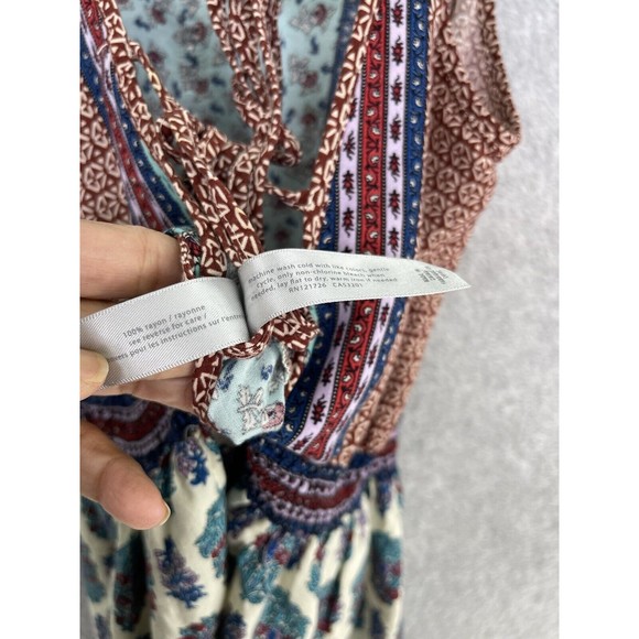 Lorimer NYC Women's Apron Dress Sleeveless Size Medium Pleated Patchwork Print - Picture 4 of 14